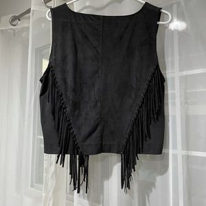 Zara faux suede fringe top